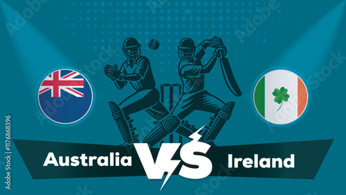 Australia VS Ireland Match , Ireland Vs Australia cricket match , Cricket match concept with creative illustration.eps