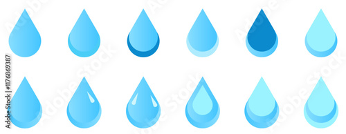 Water drop icon set. flat water drop icon. oil droplet vector symbol. rain water drip sign. Blood Drop icon. clean drinkable falling raindrop in black and blue colors. vector illustration