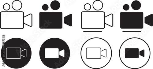 Video camera icon set. Line and bold style Video camera symbol. Camera sign