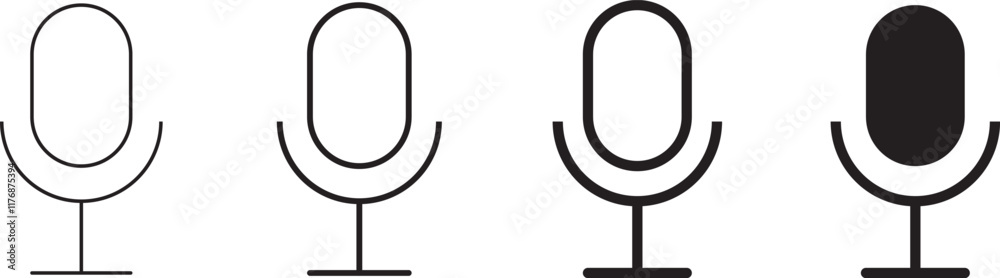 Microphone icon set. Voice line style symbol Microphone icon set. Voice line style symbol
