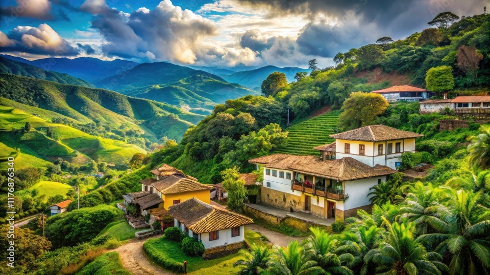 Obraz premium Cali Colombia Eco Travel Poster: Sustainable Adventure in the Coffee Region