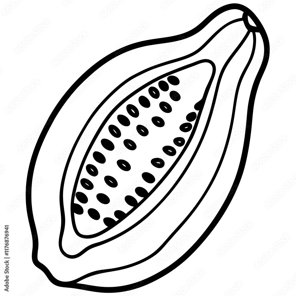Minimalist Pawpaw Fruit Line Art Minimalist Pawpaw Fruit Line Art