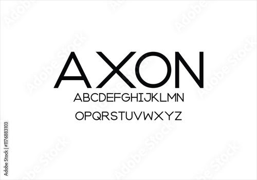 Axon font for logo and headline. Isolated vector typeset