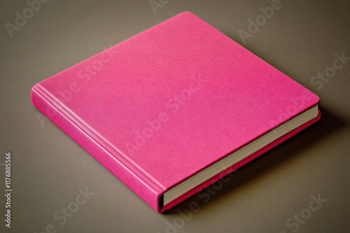 Wallpaper Mural Bright Pink Notebook on a Dark Beige Surface Perfect for Office or Study Settings Torontodigital.ca