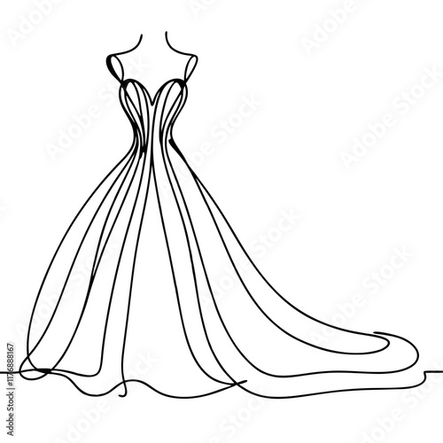 Elegant wedding gown with delicate line details for reception