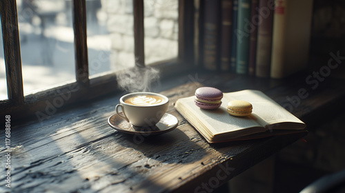 Tranquil Corner Coffee Shop Steaming Cup