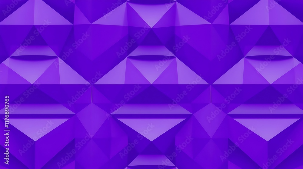 Obraz premium Purple Geometric Pattern: A captivating seamless texture of overlapping purple triangles creates a mesmerizing visual experience. This abstract design is perfect for contemporary interiors, branding.