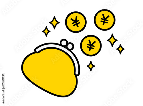 財布の中から出てきたお金のイラスト