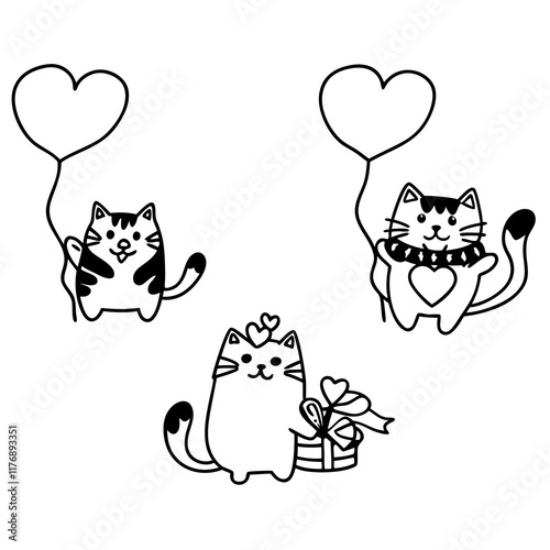 happy valentine day cats and hearts