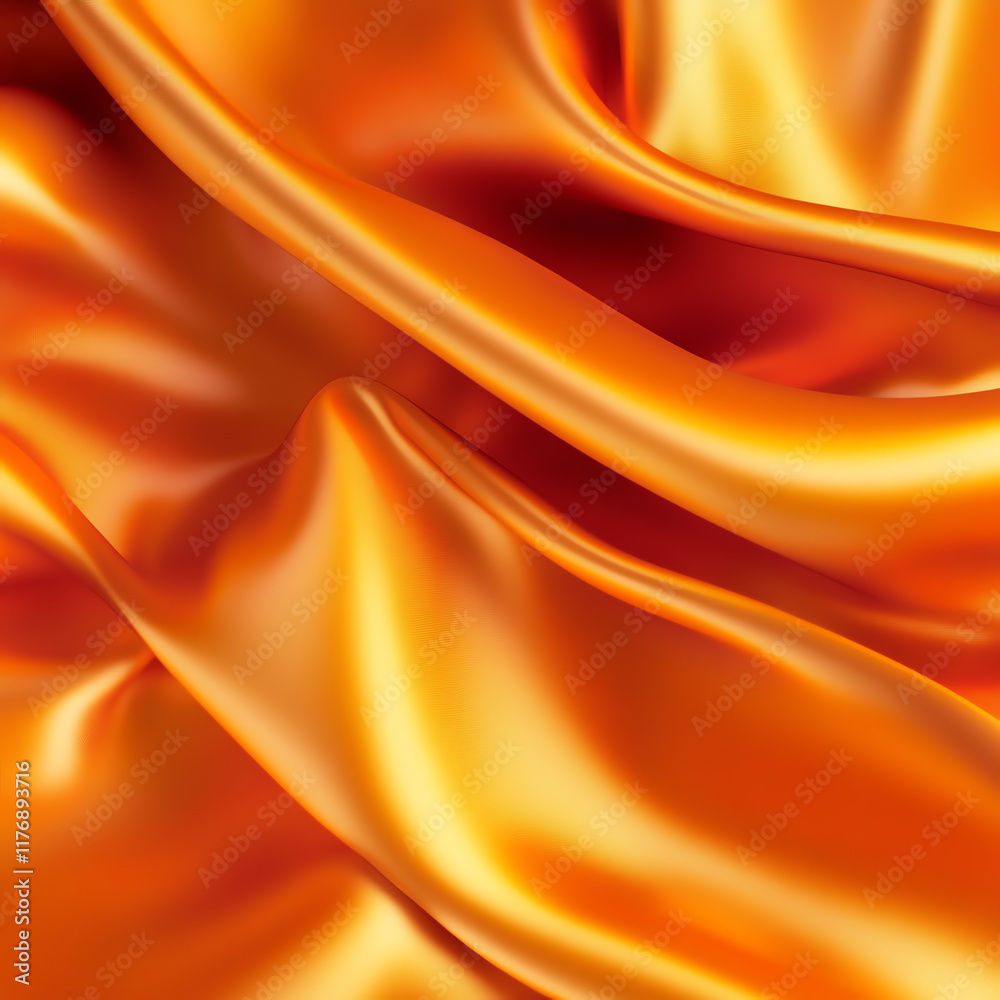Fototapeta premium A close-up of vibrant orange satin fabric, showcasing its smooth texture and luxurious sheen for creative projects.