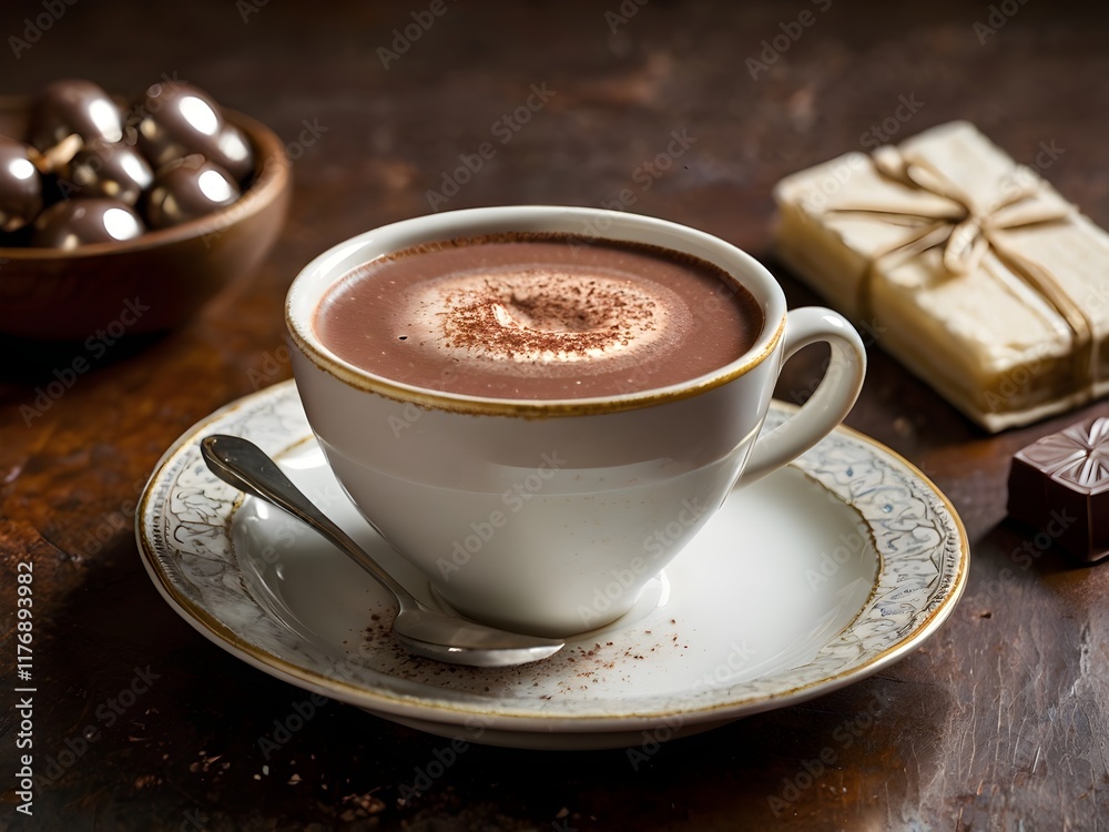 Obraz premium a cup of sweet hot chocolate in the winter