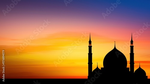 Wallpaper Mural Silhouette of a mosque against a vibrant sunset sky. Torontodigital.ca