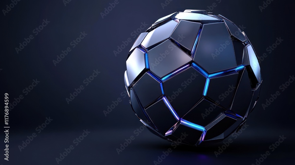 Fototapeta premium A futuristic soccer ball with a sleek, geometric design.