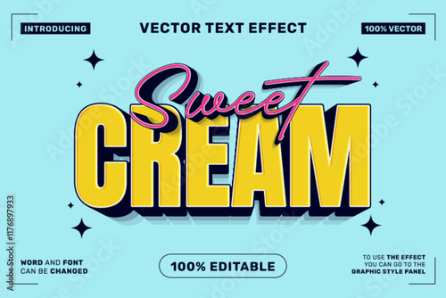Editable text effect Sweet Cream 3d Cartoon template style premium vector