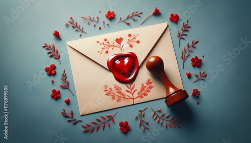 Romantic Love Letter Sealed with Wax photo