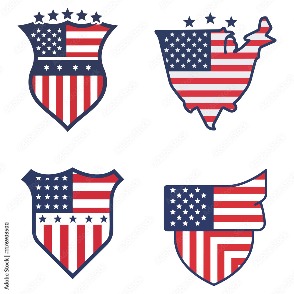American Flag logo USA National Crest set icon logo vector silhouette Patriotic Shield USA ornament Emblems A Diverse Collection of Symbolic Designs for National Pride and Identity
American Flag logo USA National Crest set icon logo vector silhouette Patriotic Shield USA ornament Emblems A Diverse Collection of Symbolic Designs for National Pride and Identity