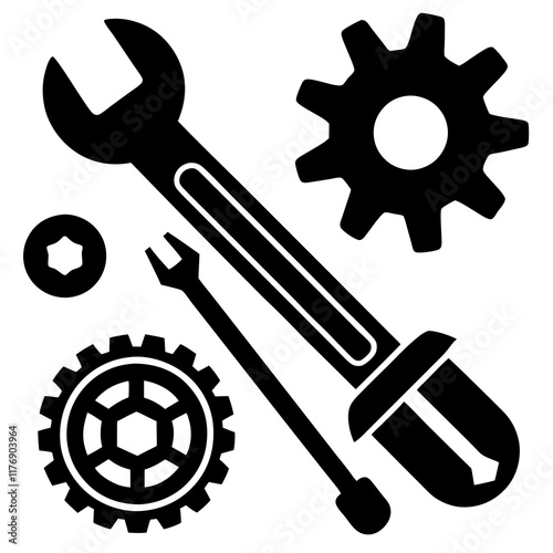 Vector Illustration of Tools for Maintenance and Repair