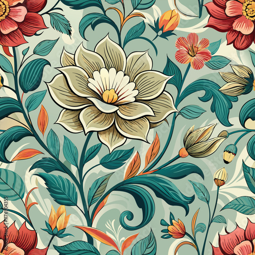 Seamless Vintage Floral Pattern - Elegant Decorative Flower Design