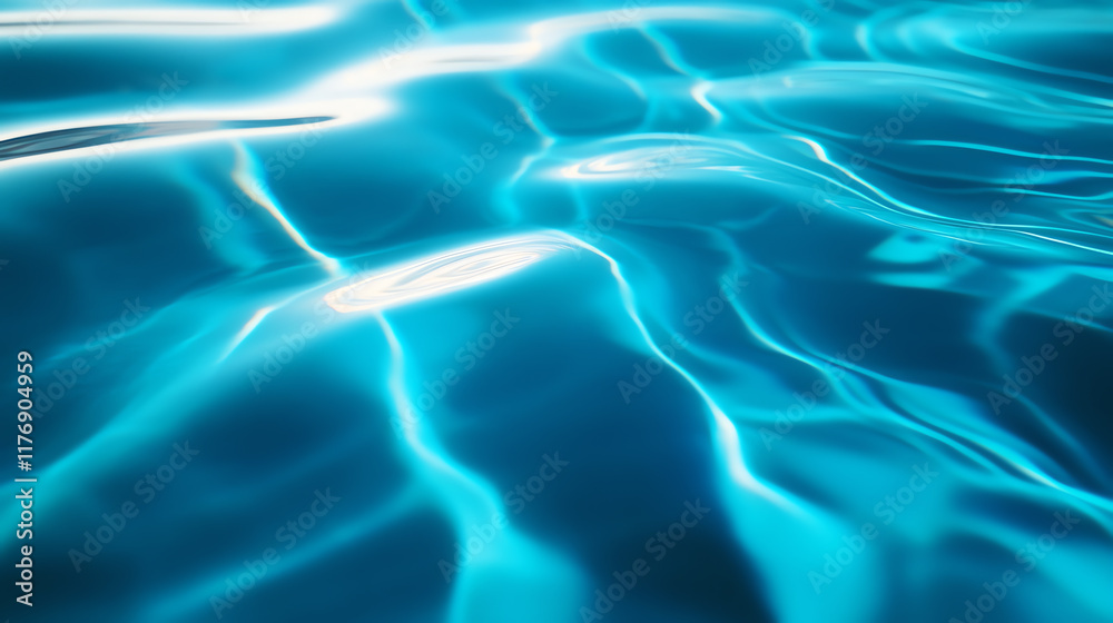 Obraz premium A serene close-up of rippling turquoise water, showcasing the fluid motion and vibrant color, perfect for tranquil and nature-themed visuals.