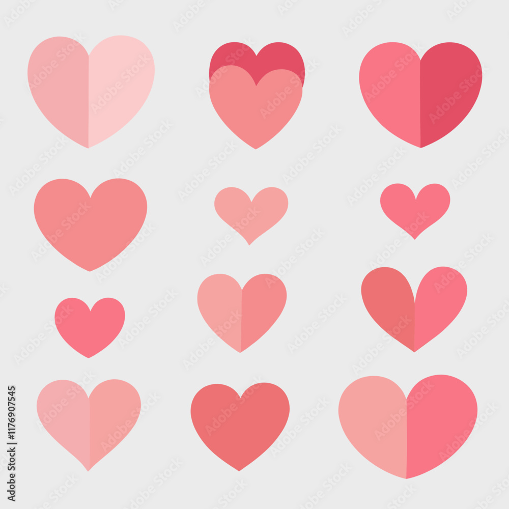 pink heart shape vector pack on isolated white background pink heart shape vector pack on isolated white background