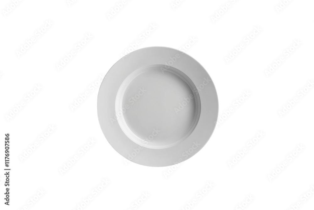 White ceramic plate displayed on a clean surface in a minimalistic kitchen setting in bright daylight White ceramic plate displayed on a clean surface in a minimalistic kitchen setting in bright daylight