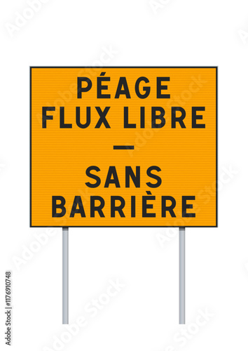 Panneau jaune de péage flux libre sans barrière en vectoriel