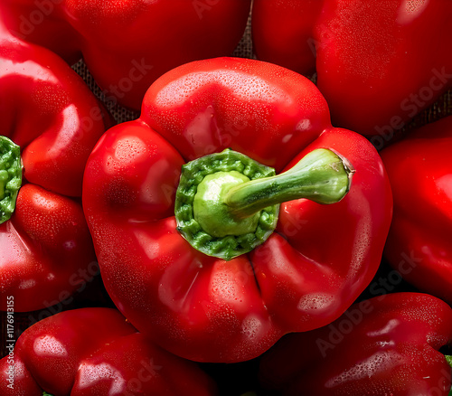 Red bell pepper top view full frame