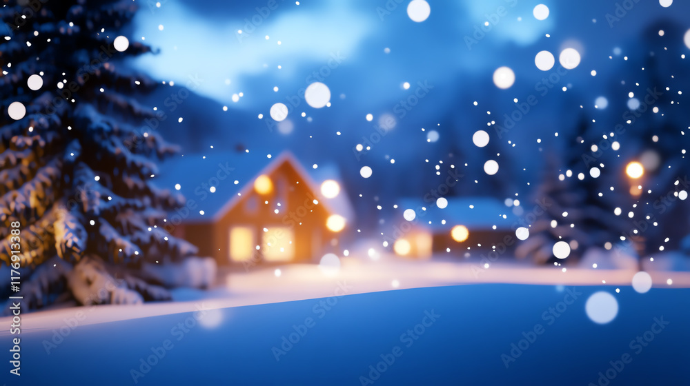 A serene winter scene showcasing softly falling snowflakes around a cozy home, evoking warmth and tranquility during the cold season. A serene winter scene showcasing softly falling snowflakes around a cozy home, evoking warmth and tranquility during the cold season.