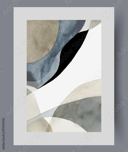 Beautiful creative artwork with minimalist design, for interior of events for artists and designers. Artwork with abstract pattern in Scandinavian style, in gray frame for illustrating fiction