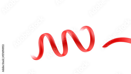 Red wriggling ribbon. 3D render without background. photo