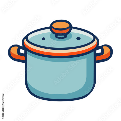 saucepan kitchen appliance flat color vector illustration template design