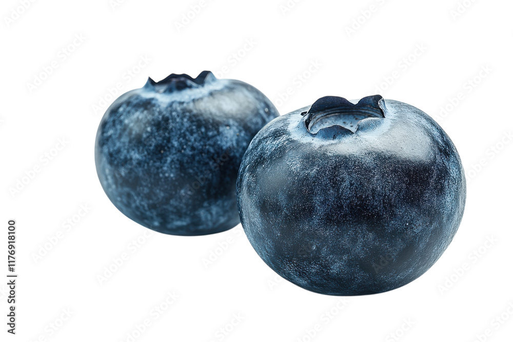 Obraz premium Fresh blueberries on a white background highlighting their rich color and texture