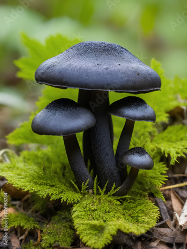 Tricholoma portentosum, known as the charbonnier, sooty head or coalman, wild edible mushroom from Finland photo