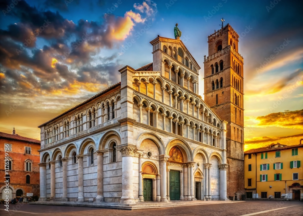 Fototapeta premium Lucca Duomo San Martino Portrait Photography: Majestic Italian Architecture