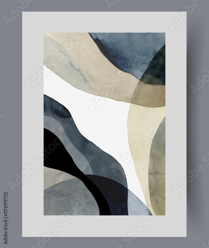 Obraz na płótnie Nordic collage with abstract elements in contrasting shades, on minimalist poster. Work of art with composition in Nordic or Scandinavian style, for exhibition of retro creativity in art gallery w salonie