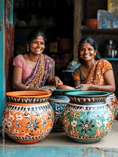 Vibrant Pongal Festival: Women Artisans Showcasing Handmade Clay Pots