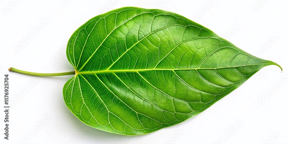 Obraz premium Macro Photography: Heart-Shaped Bodhi Leaf Isolated on White, Clipping Path Included