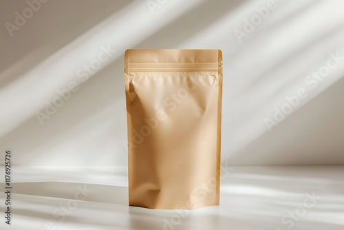 Wallpaper Mural Brown doypack pouch packaging standing on white surface with window light Torontodigital.ca