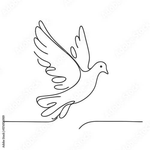 White wedding dove symbolizing love and peace with elegant line details photo