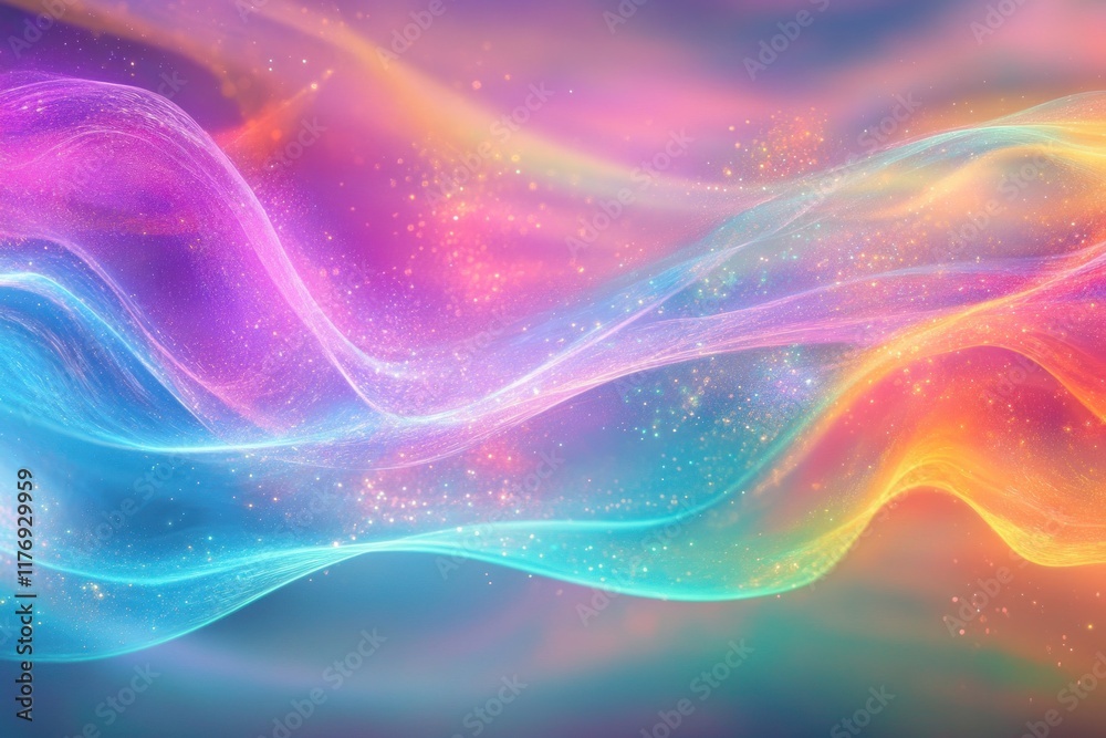 Fototapeta premium Abstract colorful wavy light streaks and sparkles.