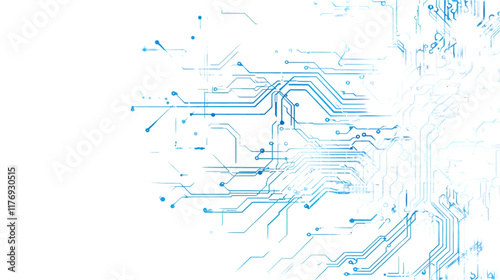 Abstract electronic circuits and pathways with futuristic Incorporate of blue and lines to intricate connections. isolated on a transparent background