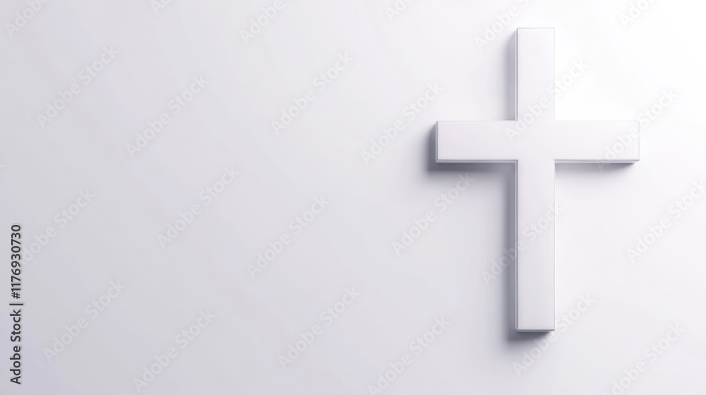 Fototapeta premium A minimalist white cross against a light background.