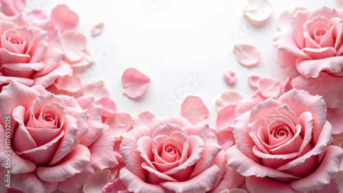 Delicate Pink Rose Petals on White: Romantic Backdrop for Valentine's Day, Weddings, and Beauty Promotions