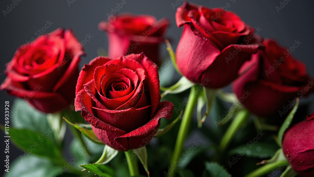 Romantic Red Rose Bouquet: Dew-Kissed Petals for Valentine's Day, Weddings, and Floral Design Marketing Romantic Red Rose Bouquet: Dew-Kissed Petals for Valentine's Day, Weddings, and Floral Design Marketing