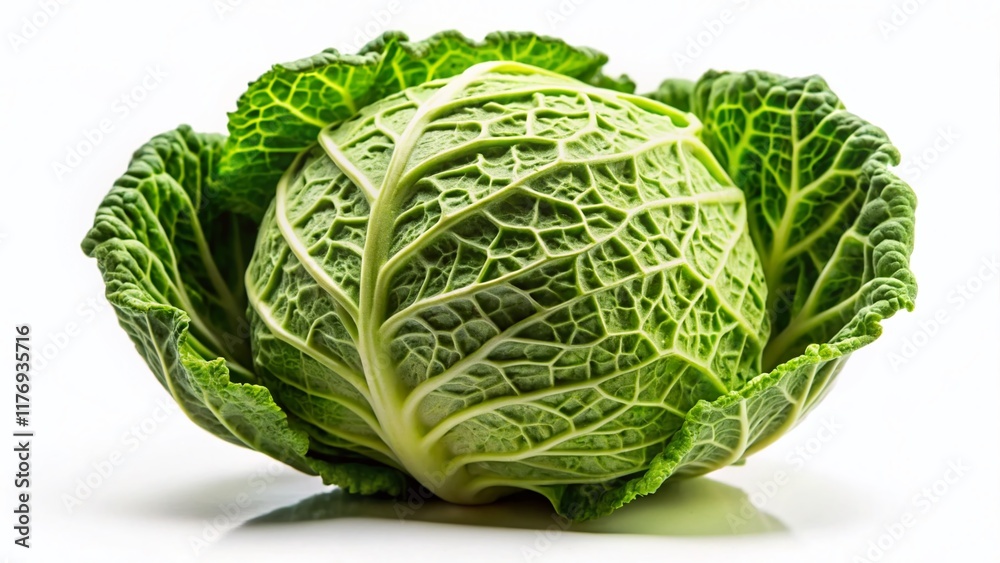Obraz premium Miniature Cabbage, Isolated White Background, Tilt-Shift Photography, Farm Fresh Vegetable