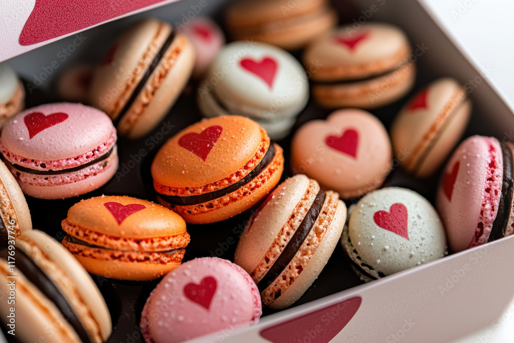 Fototapeta premium Valentine’s Day macarons with heart designs