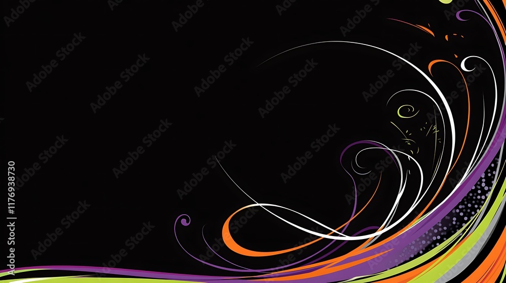 Abstract Swirling Lines Design Black Background Abstract Swirling Lines Design Black Background