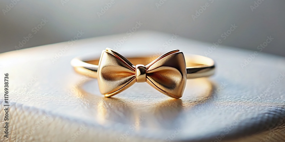 Minimalist Bow Ring on White Display Stand - Elegant Jewelry Photography Minimalist Bow Ring on White Display Stand - Elegant Jewelry Photography