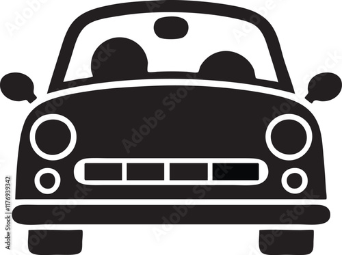A silhouette cartoon car