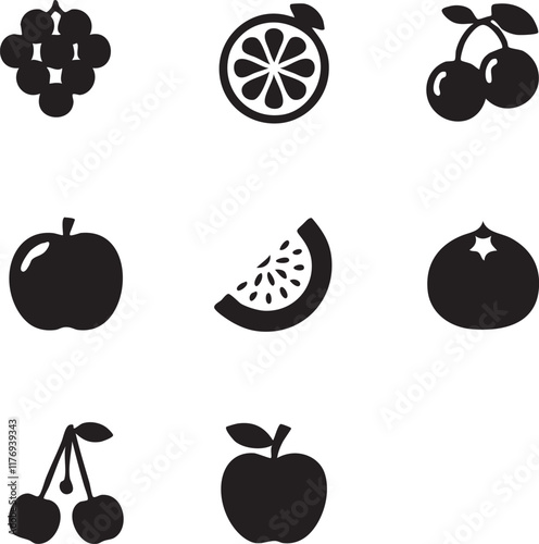set of fruits and berries